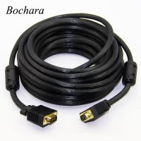 Bochara 15PIN แบบมีสายสาย VGA ชุบทองตัวผู้ไปยังตัวผู้3 + 6 HD สำหรับโปรเจ็คเตอร์ LCD จอแลปท็อปคอมพิวเตอร์1.5ม. 3M 5ม. 10ม. 20ม.