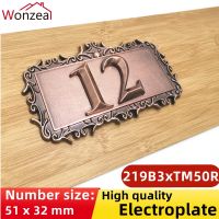 Two Digits ABS Plastic Imitation Metal Bronze House Number Custom Sign Door Number Sticker For Hotel Apartment Door Plate