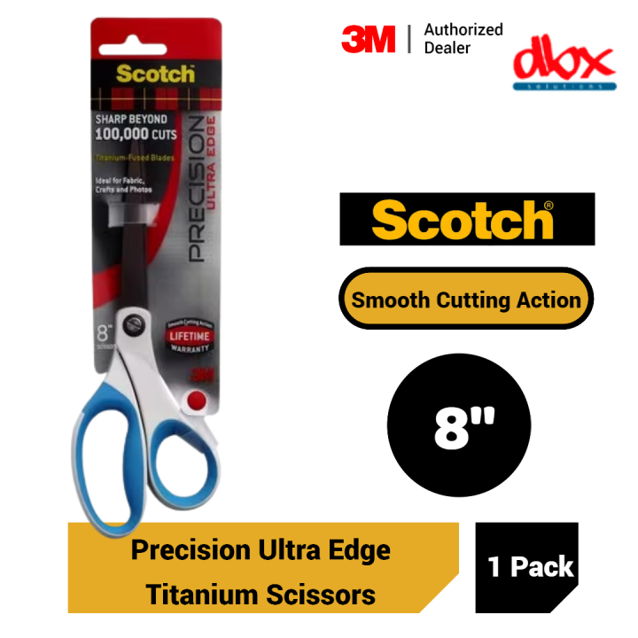 Scotch 8 Precision Ultra Edge Titanium Scissors, Ideal for Fabric, Crafts,  and Photos (1458TU-MIX)