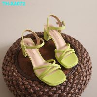 A word buckle peep-toe fashion sandals 2023 new fairy high heels comfortable sexy Roman shoes summer