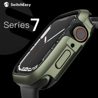 SwitchEasy เคส Odyssey เข้ากันได้กับ Apple Watch,ซีรี่ส์7 41มม. 45มม. โลหะ + TPU เคสกันชน2-In-1,ป้องกันรอยขีดข่วน,ป้องกันการกระแทก