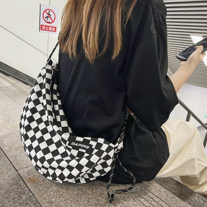 new-checkerboard-crossbody-bag-womens-class-general-bag-large-capacity-shoulder-bag-mens-fashionable-brand-functional-fan-car-bag-2023