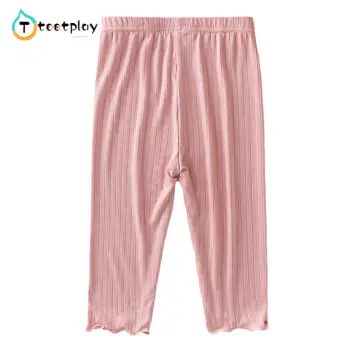 Girls Leggings Elastic Waist Retro Stretch Flared Pants Simple Solid Color  Trousers For 1-8 Years Old Kids 
