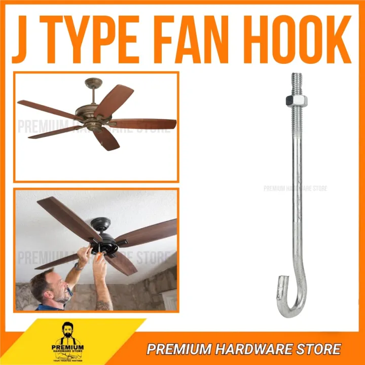 Premium J Type Metal Ceiling Fan Hook Ceiling Hanger Jenis J Cangkuk Kipas Siling Gantung 风扇钩 5751