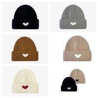 KEN BEAUTY ทำด้วยผ้าขนสัตว์ หมวก skullies beanies รัก งานปัก สีทึบทึบ หมวกถักหัวใจ นุ่มนุ่มๆ หมวกกะโหลกศีรษะ สำหรับผู้หญิง