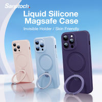 Sanptoch เคสโทรศัพท์ซิลิโคนสำหรับ Magsafe,เคสโทรศัพท์สำหรับ iPhone 14 13 12 Pro Max ฝาครอบราวโลหะในตัวสำหรับ iPhone 14 Pro Max ปลอกอ่อนป้องกันผิวกันกระแทก