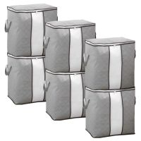 6PCS 90L Foldable Storage Bags Extra Large Capacity Storage Bins with Clear Window,Closet Organizer Great for Clothes