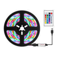 RGB ไฟ LED Strip พร้อมรีโมท24Key 16สีไฟ LED แบบยืดหยุ่นทีวีกันน้ำ Backlights USB Powered Ribbon Light สำหรับตกแต่งบ้าน