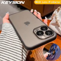 KEYSION Sarung Dof ซิลิโคนใสสำหรับ iPhone 15 Pro Max 15 Plus พร้อมแผ่นป้องกันเลนส์กล้องถ่ายรูปฝาครอบโทรศัพท์สำหรับ iPhone 14 Pro Max