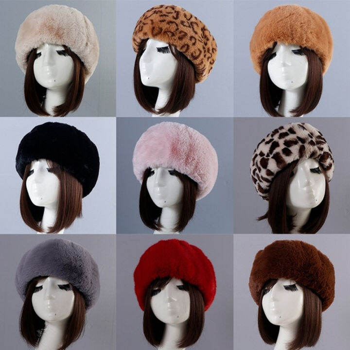 u2y7-1pc-แฟชั่นกลางแจ้งสกีหมวก-faux-fur-อุ่นรัสเซียหมวกหนา-fluffy-ที่ว่างเปล่าหมวก-headband-หญิงฤดูหนาว-earwarmer