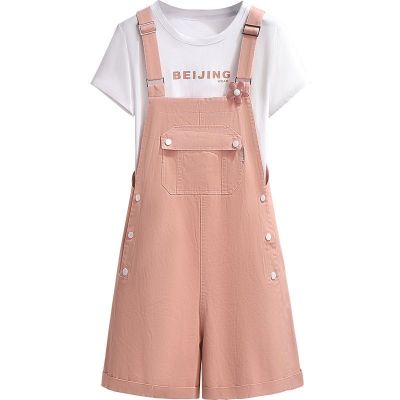 【Ready】🌈 Girls overalls shorts 2023 summer new childrens foreign style thin pants middle and big childrens summer suspenders casual pants