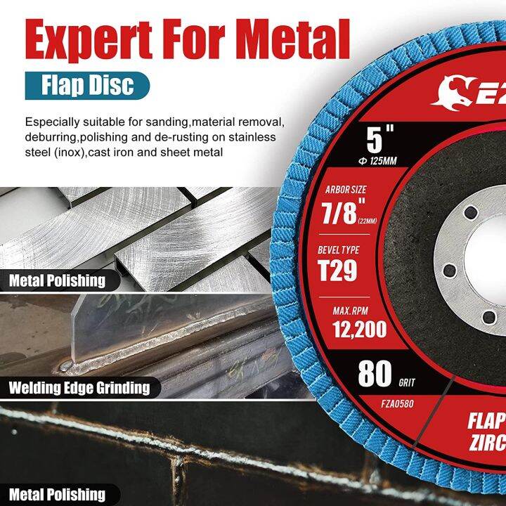ezarc-10pcs-flap-discs-diameter-125-mm-x-22-2-mm-pack-of-10-blue-flap-discs-grit-80-or-40-for-stainless-steel-metal-and-wood