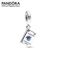 Pandora Passport sterling silver dangle with clear cubic zirconia and shaded blue enamel เครื่องประดับ จี้ชาร์ม ชาร์มเงิน ชาร์มสร้อยข้อมือ ชาร์มแพนดอร่า