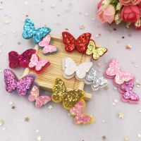 New 10pcs 28*54mm Glitter Felt Butterfly Applique for Clothe Sewing Supplie DIY Patches A23  Furniture Protectors  Replacement Parts