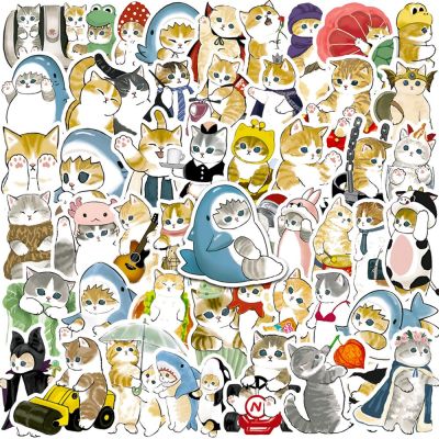 Kawaii Cat Cartoon Stickers Cute Animal Aesthetic Decals Scrapbook Laptop Phone Luggage Car Graffiti Sticker Kid Toy