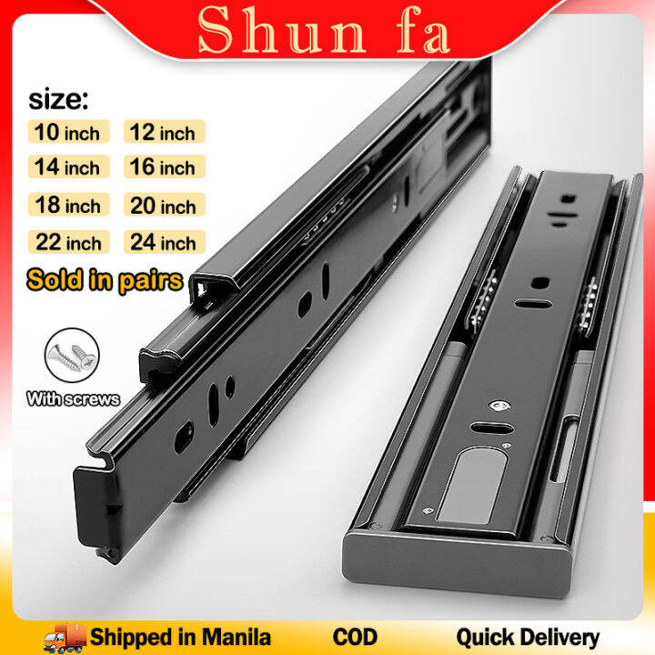 1 Pair High Quality Drawer Slide Rail Three-section Rail Full Extension ...