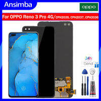 Ansimba หน้าจอ OLED สำหรับ OPPO Reno 3 Pro 4G/CPH2035 CPH2037 CPH2036หน้าจอสัมผัส LCD ชุดประกอบ Digitizer สำหรับ OPPO Reno 3 Pro 4G Lcd