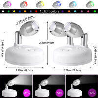 ร้อน2แพ็คระยะไกลไร้สาย LED ปอตไลท์หมุนสำเนียงไฟแบตเตอรี่ขับเคลื่อนเด็กซนรูปภาพไฟในร่มตู้เสื้อผ้าไฟโคมไฟติดผนัง