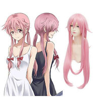 HAIRJOY ในอนาคตไดอารี่ Gasai Yuno คอสเพลย์วิกผมสังเคราะห์ผมสีชมพูยาวตรงไฟเบอร์ทนความร้อนวิกผม