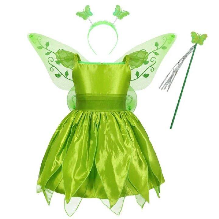 jeansame-dress-สาวดอกไม้นางฟ้าแต่งตัวเด็กเจ้าหญิง-tinkerbell-ทิงเกอร์เบลล์ชุดที่มีปีกฮาโลวีนเจ้าหญิงเครื่องแต่งกายเอลฟ์พรรคชุด