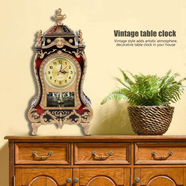 cod-สินค้าขายดี-สไตล์วินเทจนาฬิกาตั้งโต๊ะพลาสติกโบราณตกแต่งโรงแรมบ้านโต๊ะนาฬิกาปลุก-vintage-table-clock-intl-pdo