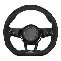 Car Steering Wheel Cover Genuine Leather Suede For Audi TT (8S) 2014-2019 TTS 2014-2019 TT RS 2016-2019 R8 (4S)