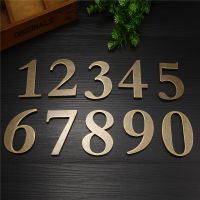 ✎卍♘ 3D Metal Digits Number Plate Plaque Sign Sticker With Self-adhesive Door Waterproof Imitation Copper House Number Door Address