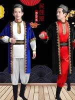 ผู้ชาย Xinjiang Uyghur เสื้อผ้าสไตล์ชาติพันธุ์ Kazakh เต้นรำเสื้อผ้า Xinjiang Hui Minority Stage Performance เครื่องแต่งกาย