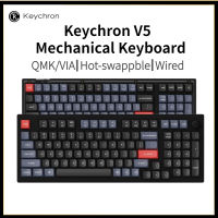 Keychron ปุ่มคีย์บอร์ดแบบกลไก V5แบบมีสายที่กำหนดเองสวิตช์96% Qmk/ ผ่านการตั้งโปรแกรมด้วย Hot-Swappable Keychron K Pro Blue เข้ากันได้กับเมาส์ Mac Windows Linux