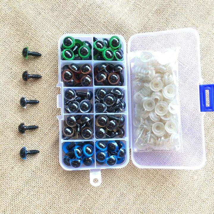 100ชิ้น8มม-10มม-12มม-สีผสมพลาสติกความปลอดภัยของสัตว์ตาสำหรับของเล่นตุ๊กตาหมียัดไส้สำหรับตุ๊กตาหัตถกรรม-amigurumi-กล่องอุปกรณ์เสริม