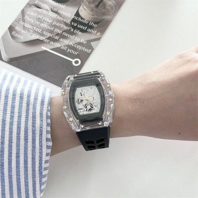 Hot Seller technology personality cool transparent square watch trendy men and women fashion teenagers handsome high-value street