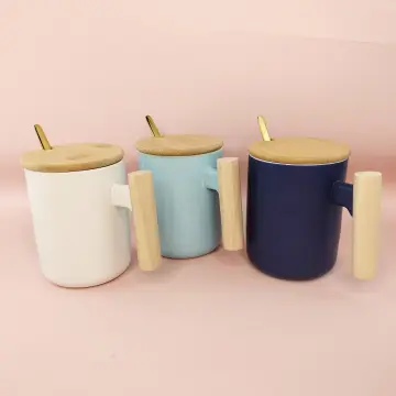 Ceramic Mug with Wooden Lid and Handle
