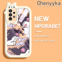 Chenyyka A13ปลอกสำหรับ Samsung 5G เคส A04s การ์ตูนน่ารัก Kuromi เคสรูปโบว์มอนสเตอร์น้อย Kuromi เคสนิ่มกันกระแทกทนต่อการขีดข่วนเคสโทรศัพท์โปร่งใสฝาครอบป้องกันเลนส์กล้องถ่ายรูป TPU ซิลิกาเจล