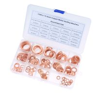 150PCS Copper Washer Gasket Nut and Bolt Set Flat Ring Seal Assortment Kit M5 M6 M8 M10 M12 M14 M16 M18 for Sump Plugs Water