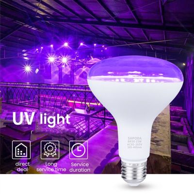 ไฟกลางคืนหลอดไฟ LED แบล็กไลต์ยูวี E27 15W สำหรับ395-400Nm ไฟเวทีปาร์ตี้พิพิธภัณฑ์สัตว์น้ำของสโมสรเหมาะสำหรับคริสมาสต์ฮาโลวีน