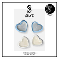 Silyz ต่างหูหัวใจสีฟ้าขาว ต่างหู Heart of the Ocean Stud S-132-133