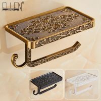 Bathroom Shelves Antique Bronze Carving Toilet Roll Paper Rack with Phone Shelf Wall Mounted Bathroom Paper Holder E654 Toilet Roll Holders