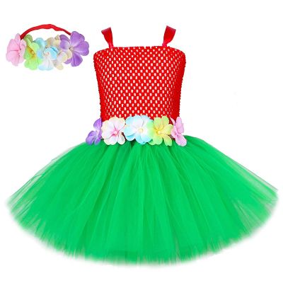 Hawaiian Hula Dresses For Girls Kids Hawaii Lilo Tutu Dress Toddler Baby Girl Hula Show Costume Halloween Luau Dance Outfits