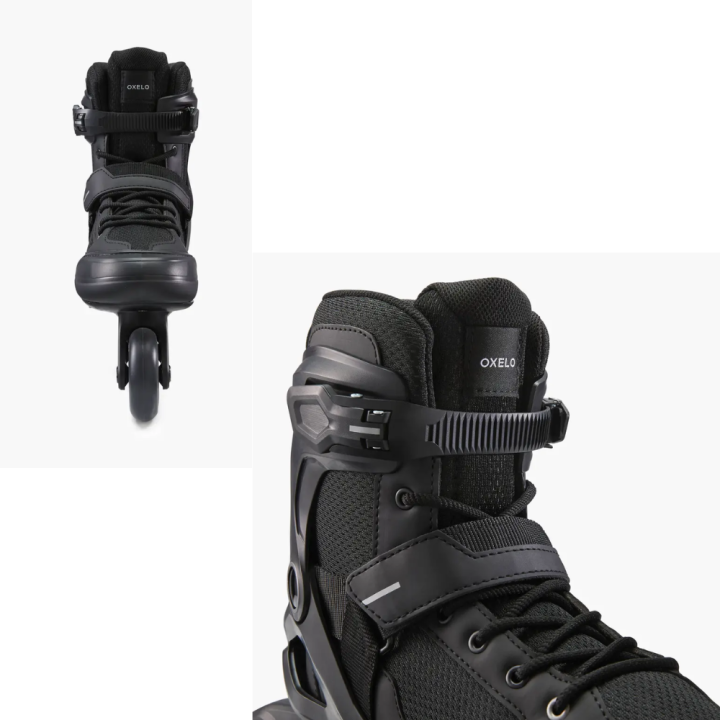 oxelo-รองเท้าอินไลน์สเก็ตสำหรับผู้ชาย-รองเท้าสเก็ต-ล้อขนาด-76-มม-80a-และลูกปืน-abec-5-โฟมบุนุ่มสบาย-เชือกรัด-ตัวล็อคไมโครเมตริกกระชับข้อเท้า