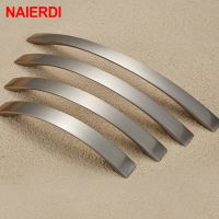 NAIERDI Brushed Silver Aluminum Alloy Kitchen Door Handles Cabinet Handles Drawer Knobs Wardrobe Door Handles Modern Style