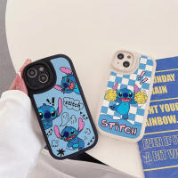 การ์ตูนน่ารัก Naughty Blue Stitch รูปแบบสำหรับ IPhone 14 13 11 12 Pro Max แฟชั่นความคิดสร้างสรรค์วงเล็บเคสโทรศัพท์