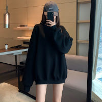 Deeptown Solid Hoodie Women Sweatshirts Korean Style Black Oversize Tracksuit Autumn O-neck Long Sleeve Pullover Female Fall Top