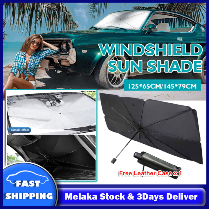 Ready Stock] Car Front Windshield Parasol Universal Foldable Car Sunshade  Umbrella UV Protection Car Sun Protector Windshield Protection Accessories
