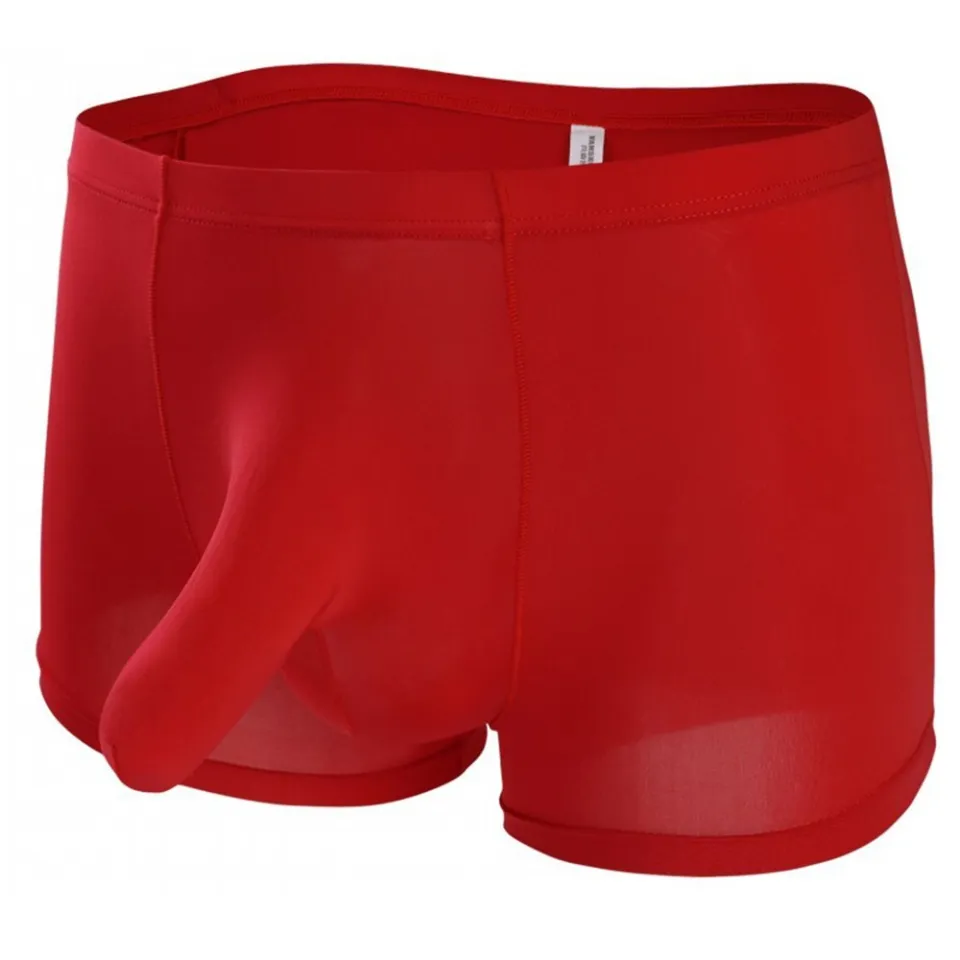 Men Fashion Breathable Solid Color Comfortable Ice Silk Low-Rise Boxer  Briefs