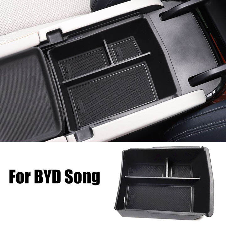 สำหรับ-byd-song-storage-ใช้งานง่ายใช้งานได้จริงติดตั้งอย่างรวดเร็ว1pc-abs-black-สำหรับ-byd-song-plusdmiev