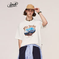 INFLATION Heavyweight Landscape Graphic T-Shirts Unisex Oversized Cooton Tees Men Short Sleeve Tops