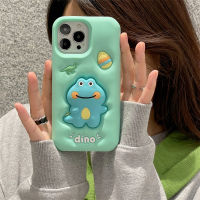 เคสโทรศัพท์ซิลิโคนลายการ์ตูนไดโนเสาร์บีบอัด3D สำหรับ iPhone 15/14/13/12/11 Pro Max แบบนิ่มกรอบฝาครอบด้านหลังกันกระแทก