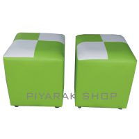 Piyalak Shop เก้าอี้ทรงสตูล เบาะสี่เหลี่ยม หุ่มหนัง PVC แพ็ค คู่ 2 ตัว รุ่น Stoo 2 ตัว (สีเขียว/ขาว