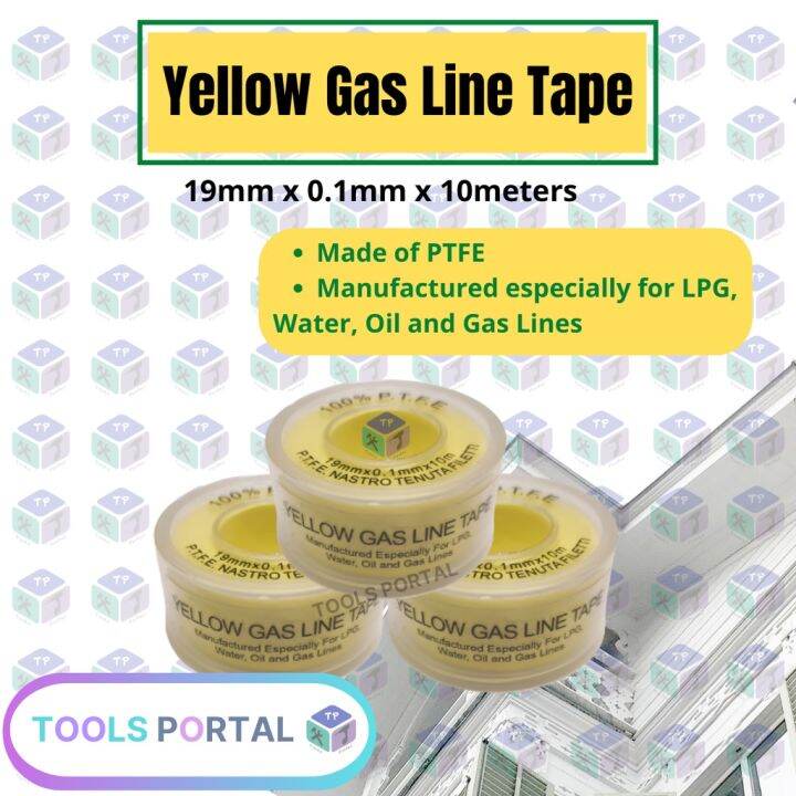 LPG Yellow Gas Line Tape 19mm x 0.1mm x 10m (34) Lazada PH