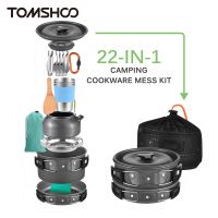 Tomshoo 22pcs Cookware Set Camping Cookware Kit Camping Pot and Pan Cooking Set Outdoor Camping Hiking Backpacking Accesories